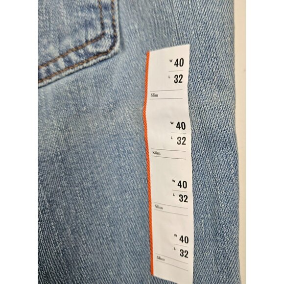 Goodfellow & Co Mens Straight Slim Fit Bllue Jeans W40 x L32 Light Wash Denim - Picture 8 of 10